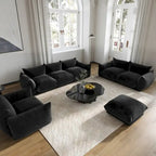 Modern Chenille Upholstery 3 Pieces Sofa Sets for Living Room Include Armchair, Loveseat,Three Seaters Couch And Ottoman