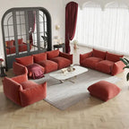 Modern Chenille Upholstery 3 Pieces Sofa Sets for Living Room Include Armchair, Loveseat,Three Seaters Couch And Ottoman
