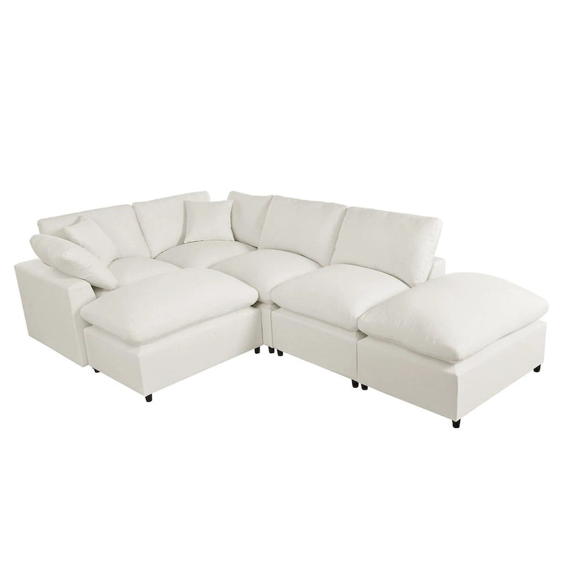 Merax Modern Large U-Shape Sectional Sofa, 2 Large Chaise with Removable Ottomans