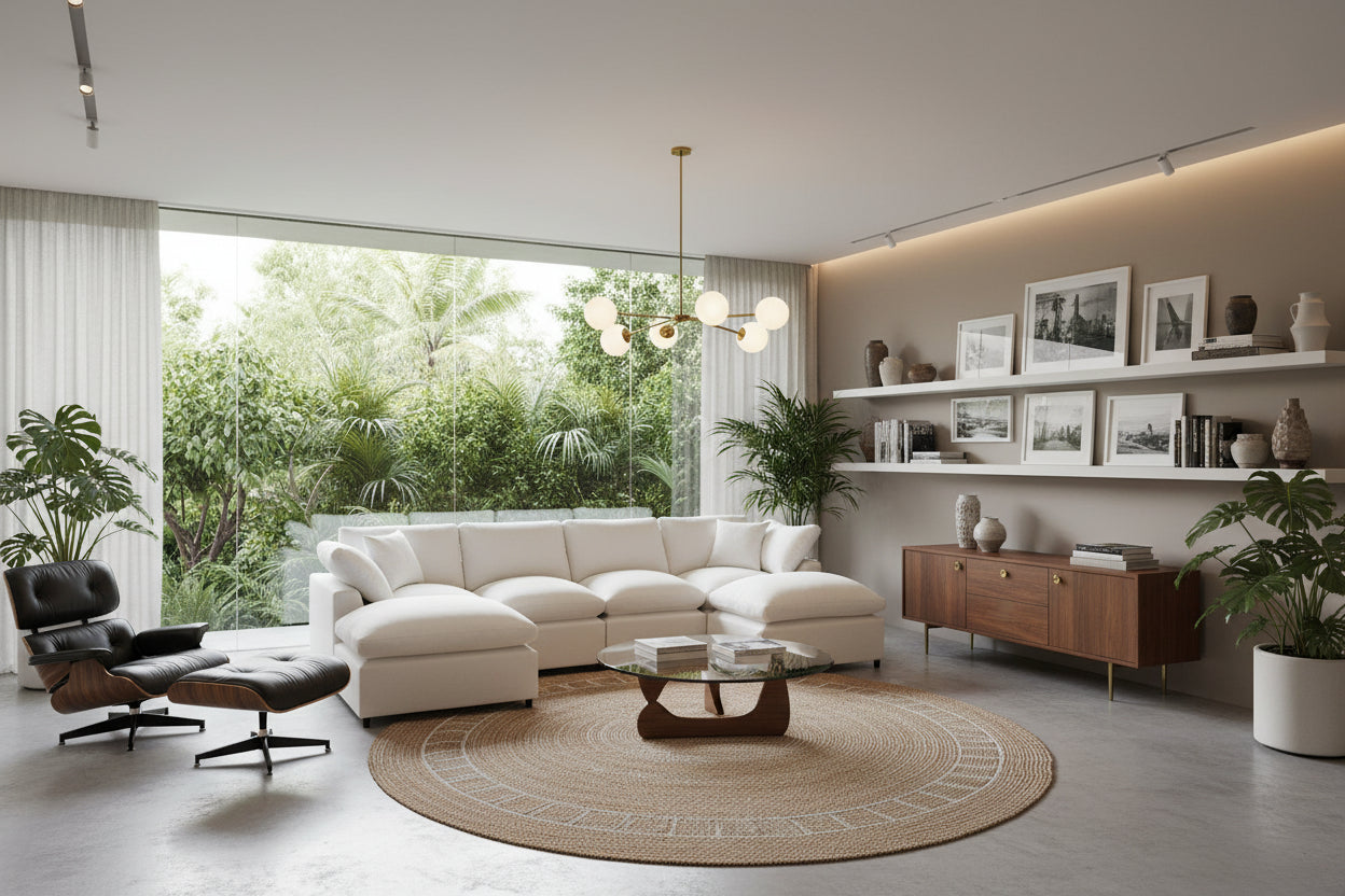 Merax Modern Large U-Shape Sectional Sofa, 2 Large Chaise with Removable Ottomans