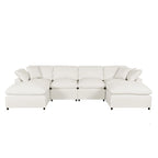 Merax Modern Large U-Shape Sectional Sofa, 2 Large Chaise with Removable Ottomans