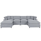 Merax Modern Large U-Shape Sectional Sofa, 2 Large Chaise with Removable Ottomans