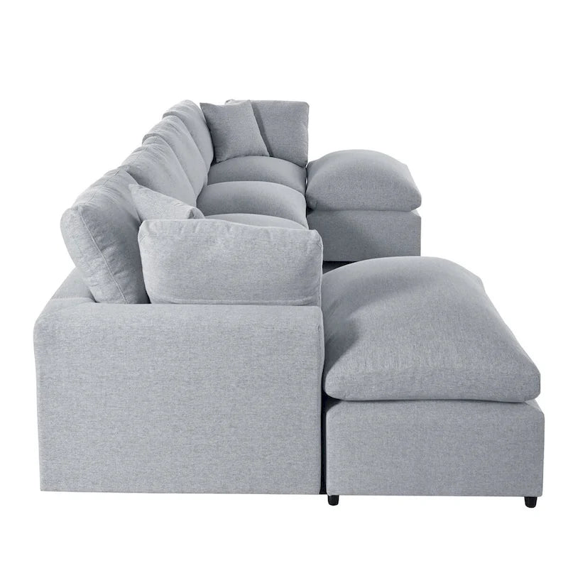 Merax Modern Large U-Shape Sectional Sofa, 2 Large Chaise with Removable Ottomans