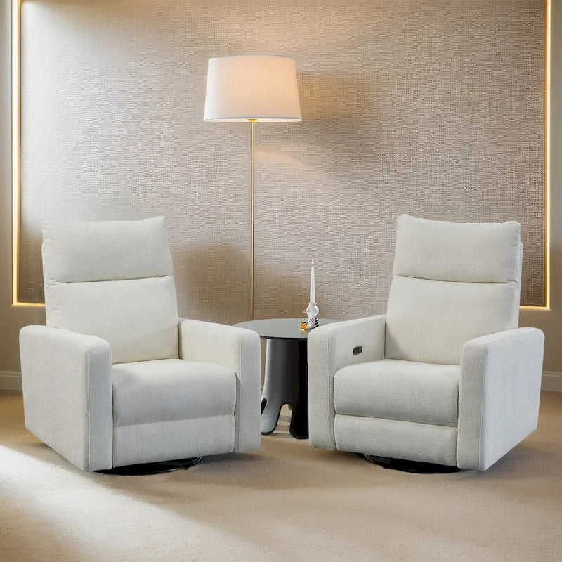 Olmas 33.5W Power Swivel Glider Recliner with USB Charger Set Of 2