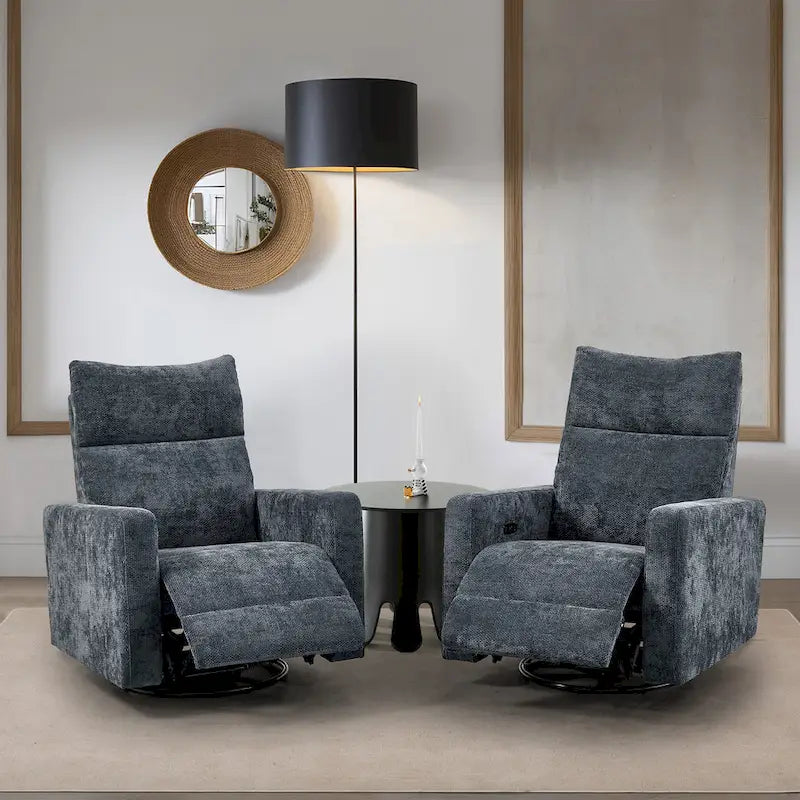 Olmas 33.5W Power Swivel Glider Recliner with USB Charger Set Of 2