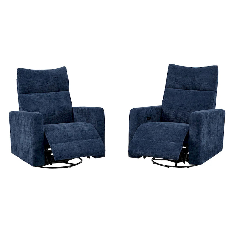 Olmas 33.5W Power Swivel Glider Recliner with USB Charger Set Of 2