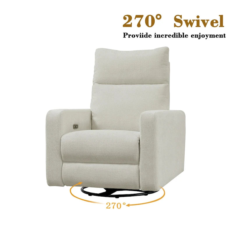 Olmas 33.5W Power Swivel Glider Recliner with USB Charger Set Of 2