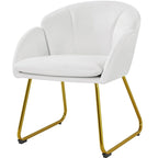 Yaheetech Flower Shape Velvet Armchair Accent Chair with Golden Metal Legs