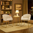 Yaheetech Flower Shape Velvet Armchair Accent Chair with Golden Metal Legs