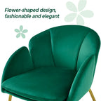 Yaheetech Flower Shape Velvet Armchair Accent Chair with Golden Metal Legs