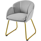 Yaheetech Flower Shape Velvet Armchair Accent Chair with Golden Metal Legs