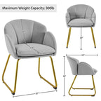 Yaheetech Flower Shape Velvet Armchair Accent Chair with Golden Metal Legs