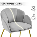 Yaheetech Flower Shape Velvet Armchair Accent Chair with Golden Metal Legs