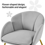 Yaheetech Flower Shape Velvet Armchair Accent Chair with Golden Metal Legs
