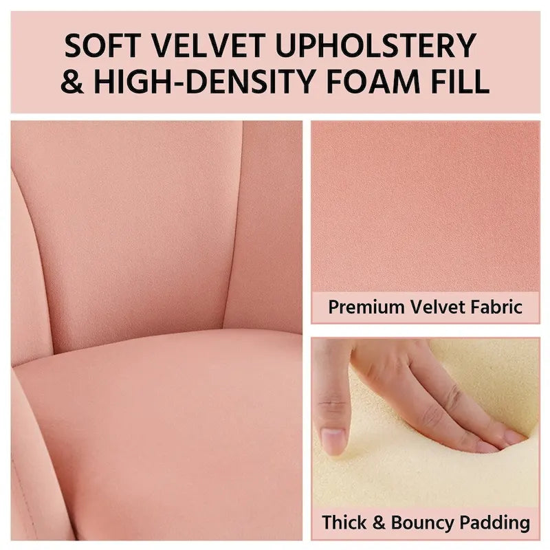 Yaheetech Flower Shape Velvet Armchair Accent Chair with Golden Metal Legs