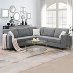 Modern Upholstered L-Shaped Sectional Sofa Couch with 3 Pillows