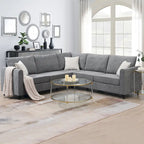 Modern Upholstered L-Shaped Sectional Sofa Couch with 3 Pillows