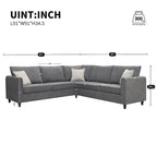 Modern Upholstered L-Shaped Sectional Sofa Couch with 3 Pillows