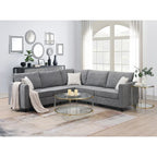 Modern Upholstered L-Shaped Sectional Sofa Couch with 3 Pillows