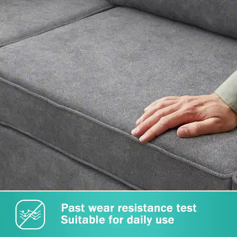 Modern Upholstered L-Shaped Sectional Sofa Couch with 3 Pillows