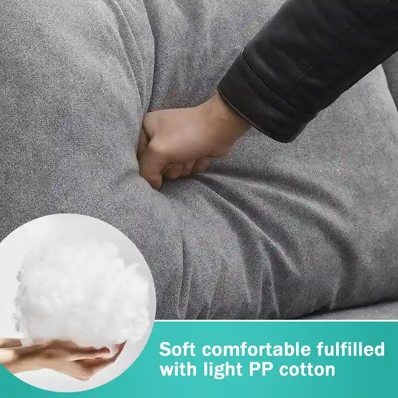 Modern Upholstered L-Shaped Sectional Sofa Couch with 3 Pillows