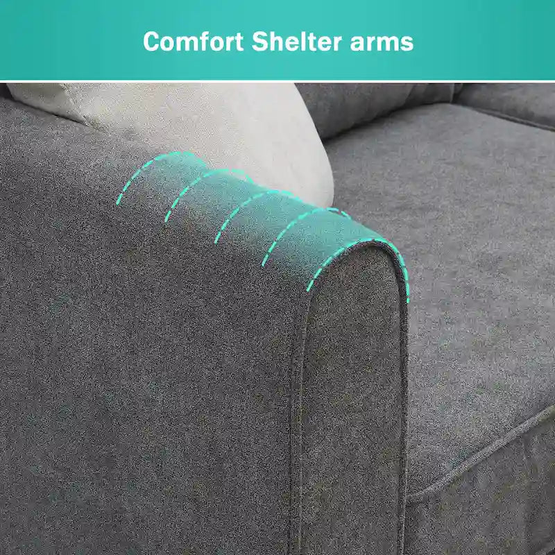 Modern Upholstered L-Shaped Sectional Sofa Couch with 3 Pillows