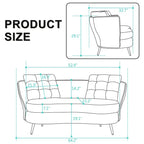 Upholstered Couch with Golden Metal Legs Club Loveseat Sofa for Living Reading Room ,Bedroom ,Apartment, Small Space Dorm