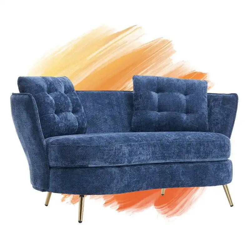 Upholstered Couch with Golden Metal Legs Club Loveseat Sofa for Living Reading Room ,Bedroom ,Apartment, Small Space Dorm