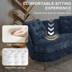 Upholstered Couch with Golden Metal Legs Club Loveseat Sofa for Living Reading Room ,Bedroom ,Apartment, Small Space Dorm