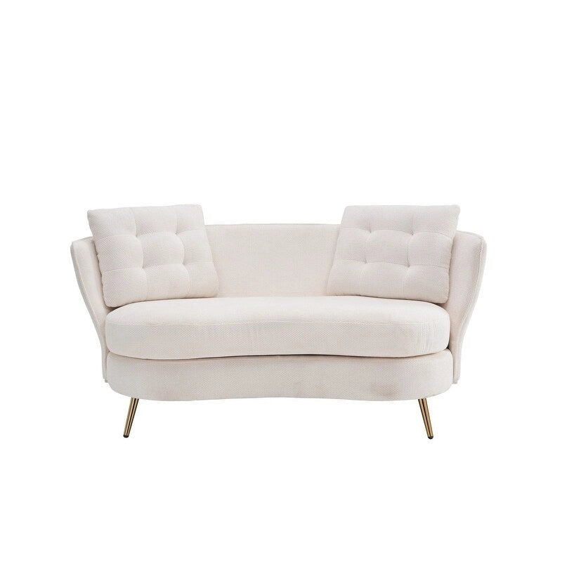Upholstered Couch with Golden Metal Legs Club Loveseat Sofa for Living Reading Room ,Bedroom ,Apartment, Small Space Dorm