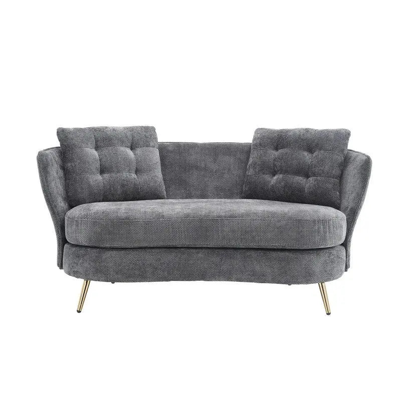 Upholstered Couch with Golden Metal Legs Club Loveseat Sofa for Living Reading Room ,Bedroom ,Apartment, Small Space Dorm