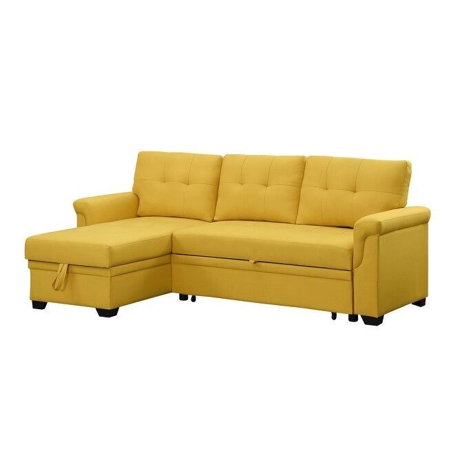 Lucca 84-inch Reversible Sleeper Sectional Sofa with Storage Chaise - 84W x 54D x 35H