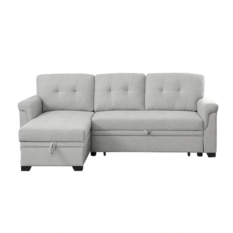 Lucca 84-inch Reversible Sleeper Sectional Sofa with Storage Chaise - 84W x 54D x 35H