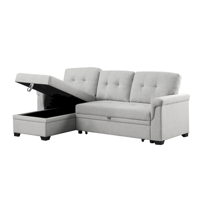 Lucca 84-inch Reversible Sleeper Sectional Sofa with Storage Chaise - 84W x 54D x 35H