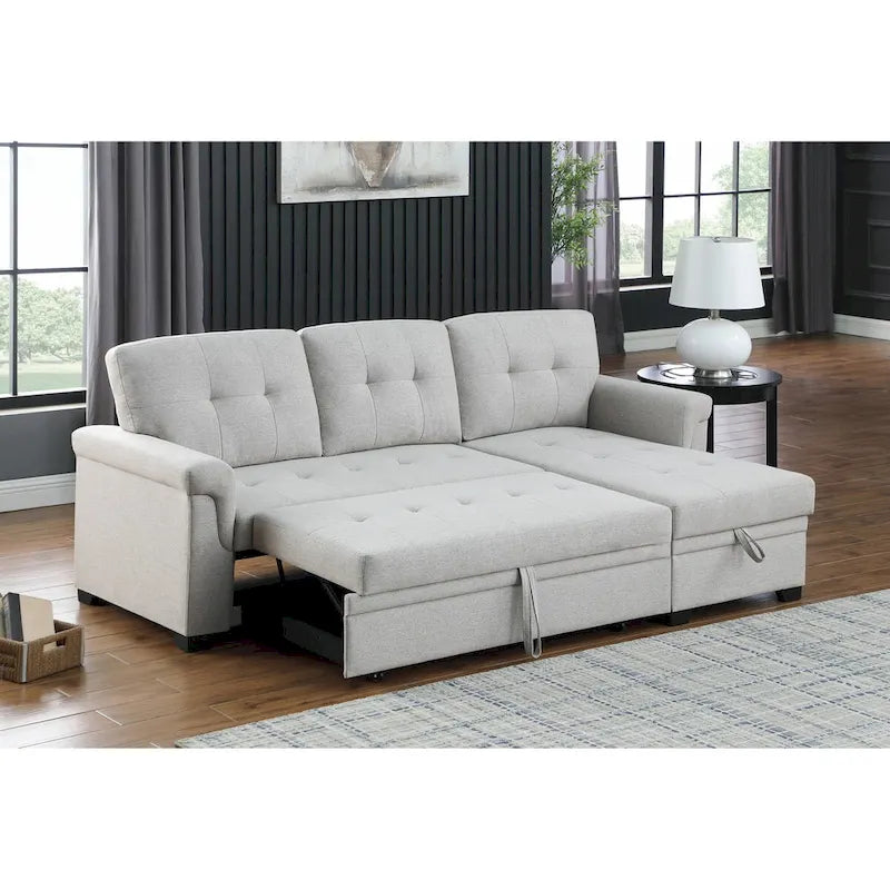 Lucca 84-inch Reversible Sleeper Sectional Sofa with Storage Chaise - 84W x 54D x 35H