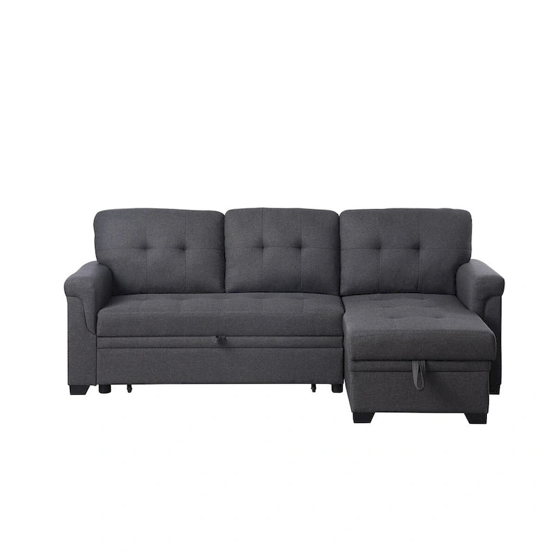 Lucca 84-inch Reversible Sleeper Sectional Sofa with Storage Chaise - 84W x 54D x 35H