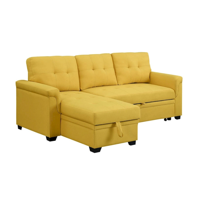 Lucca 84-inch Reversible Sleeper Sectional Sofa with Storage Chaise - 84W x 54D x 35H