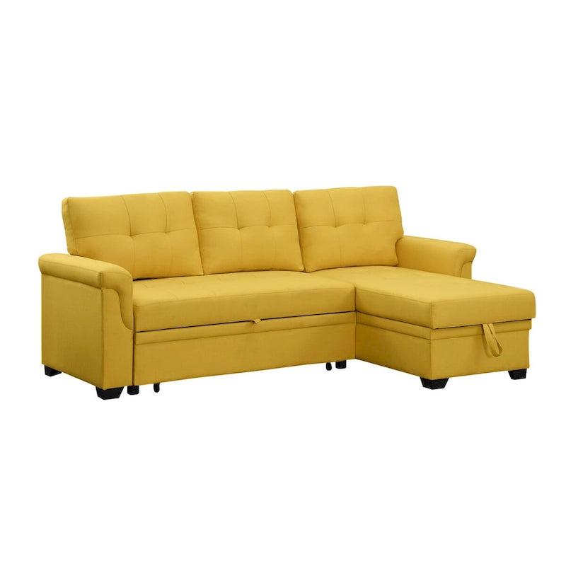Lucca 84-inch Reversible Sleeper Sectional Sofa with Storage Chaise - 84W x 54D x 35H