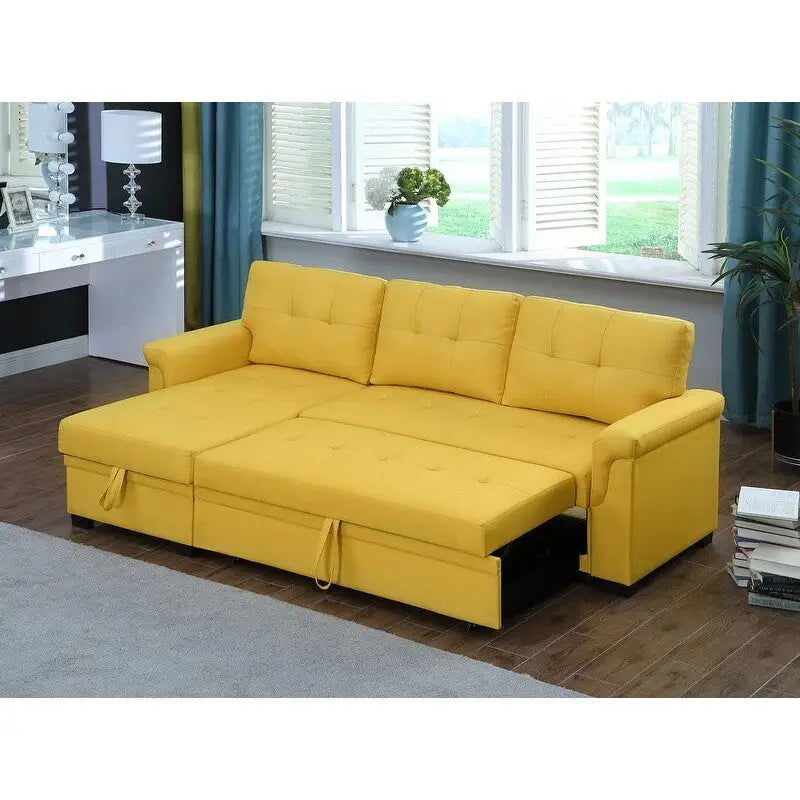 Lucca 84-inch Reversible Sleeper Sectional Sofa with Storage Chaise - 84W x 54D x 35H