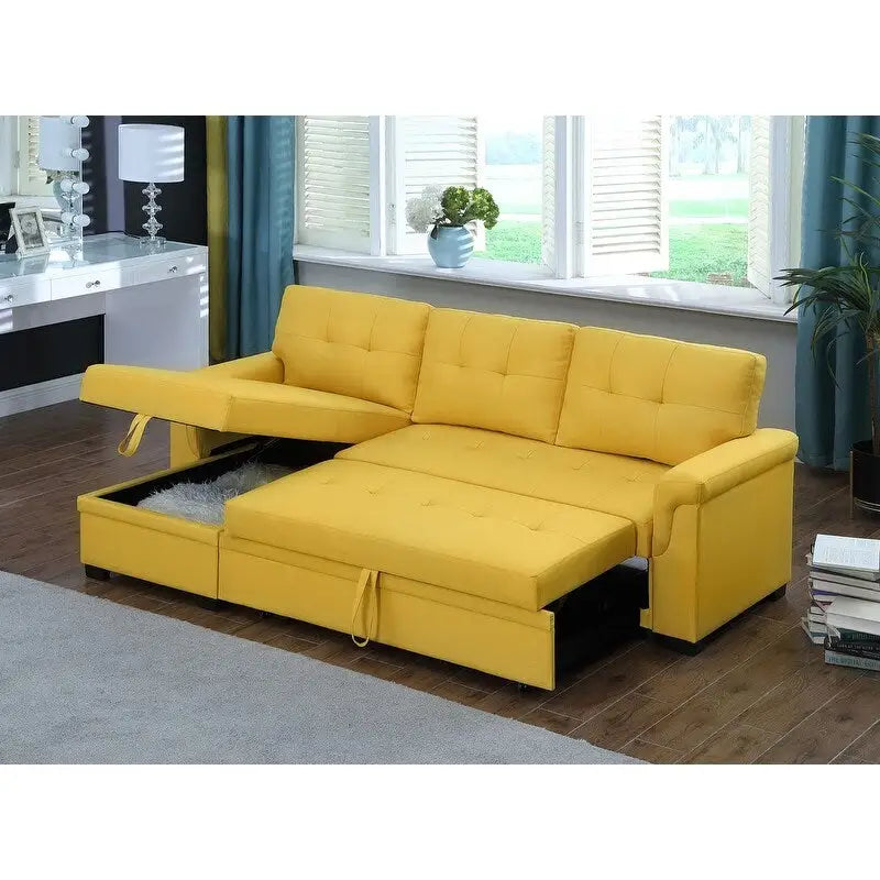 Lucca 84-inch Reversible Sleeper Sectional Sofa with Storage Chaise - 84W x 54D x 35H