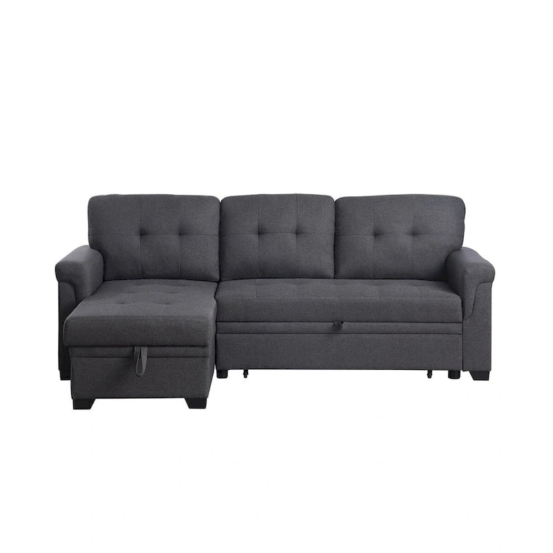 Lucca 84-inch Reversible Sleeper Sectional Sofa with Storage Chaise - 84W x 54D x 35H