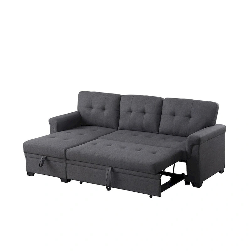 Lucca 84-inch Reversible Sleeper Sectional Sofa with Storage Chaise - 84W x 54D x 35H