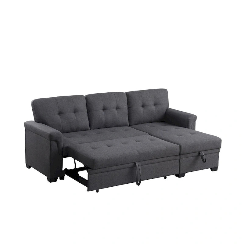 Lucca 84-inch Reversible Sleeper Sectional Sofa with Storage Chaise - 84W x 54D x 35H