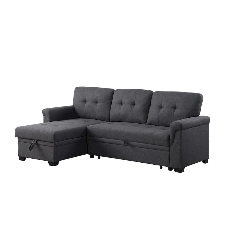 Lucca 84-inch Reversible Sleeper Sectional Sofa with Storage Chaise - 84W x 54D x 35H