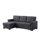 Lucca 84-inch Reversible Sleeper Sectional Sofa with Storage Chaise - 84W x 54D x 35H