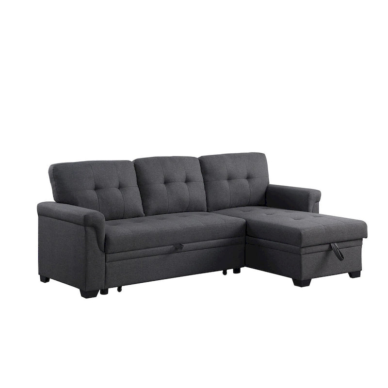 Lucca 84-inch Reversible Sleeper Sectional Sofa with Storage Chaise - 84W x 54D x 35H