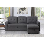 Lucca 84-inch Reversible Sleeper Sectional Sofa with Storage Chaise - 84W x 54D x 35H