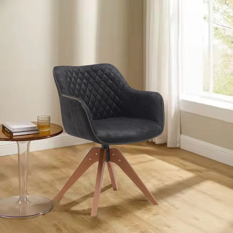 Suede Swivel Armchair Office Accent Arm Chair