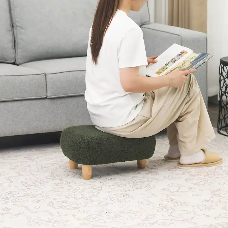 Adeco Foot Stool U Shape Ottoman for Living Room Bedroom