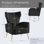 HOMYKA Accent Chair Upholstered Velvet Wingback Armchair Set of 2
